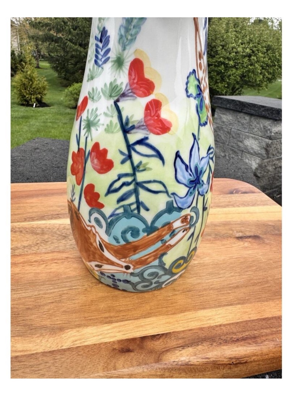 Anthropologie English Meadow Fox Hand-Painted Floral Ceramic Pitcher - Picture 10 of 12